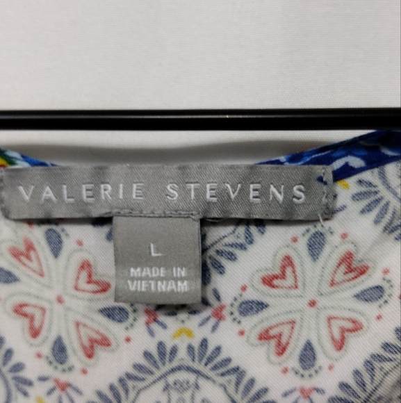 Valerie Stevens Floral Tunic Top Women's L Blue Artsy Boho Retro Y2K Cottagecore - Picture 7 of 8